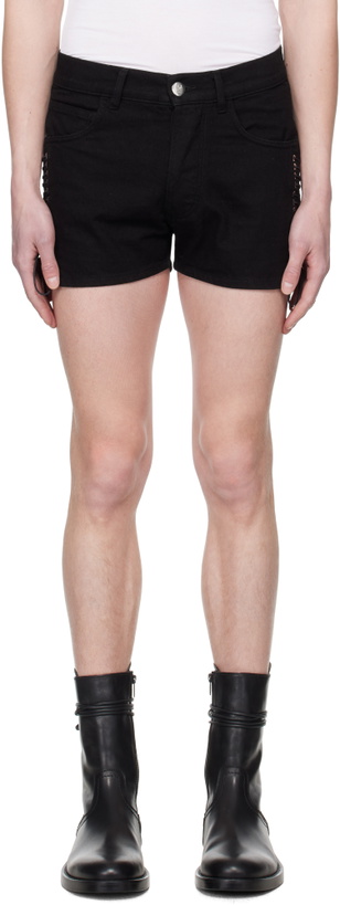 Photo: Ludovic de Saint Sernin Black Double Lace-Up Denim Shorts