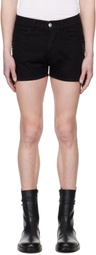 Ludovic de Saint Sernin Black Double Lace-Up Denim Shorts