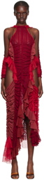 Ester Manas Red Ruched Maxi Dress