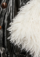 Kitri Bonnie Faux Shearling-trimmed Vinyl Jacket Black