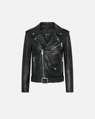 Pinko Soft Nappa Leather Biker Jacket Limo Black