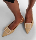 Manolo Blahnik Maylura croc-effect leather slingback flats