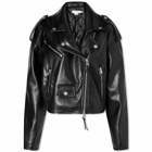 Good American Women's Crop Moto Jacket Leather Look Jacket in Black