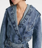 Alaïa Belted hooded denim jacket