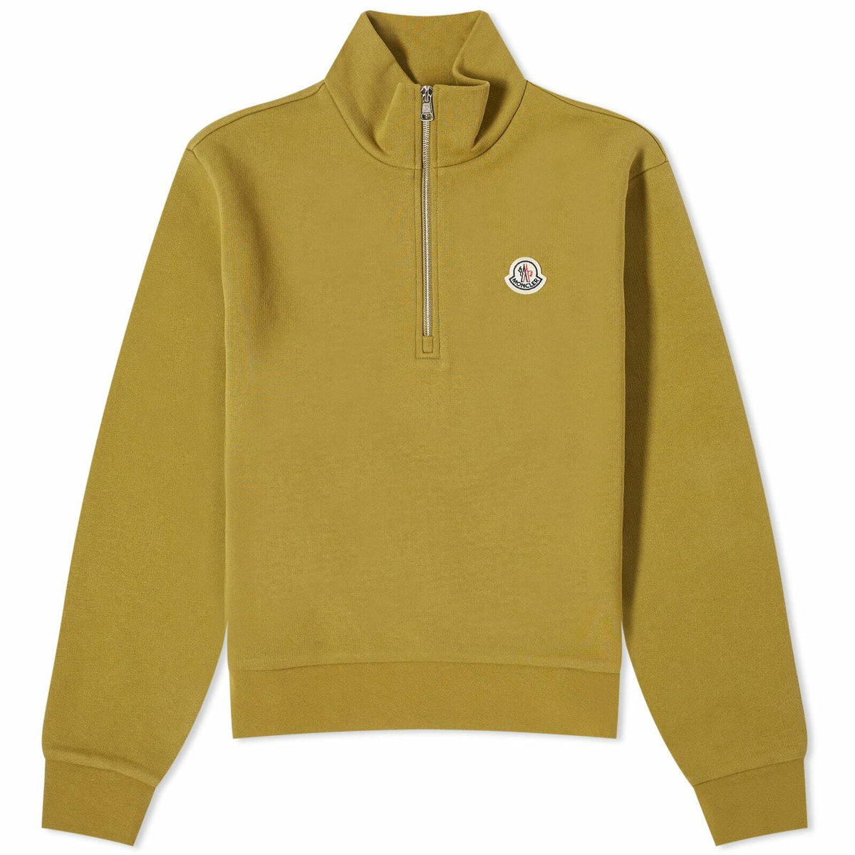 Moncler Men's Badge Logo Quarter Zip Sweat in Green Moncler