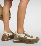 Loewe Flow Runner suede-trimmed sneakers
