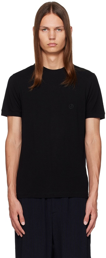Photo: Giorgio Armani Black Embroidered T-Shirt