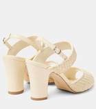 Manolo Blahnik Khiko leather-trimmed raffia sandals