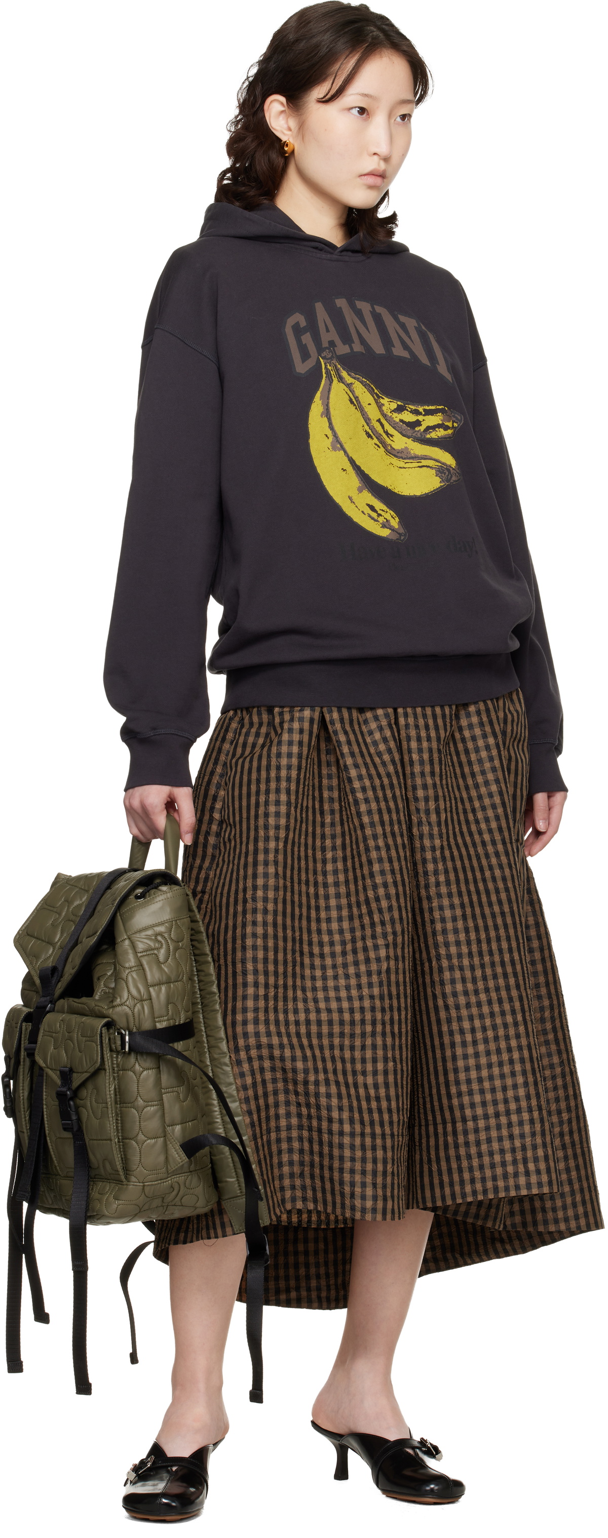 GANNI Black Isoli Banana Print Hoodie