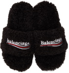 Balenciaga Black Furry 80mm Heeled Sandals