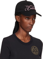Versace Jeans Couture Black Cotton Logo Glitter Baseball Cap
