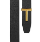 TOM FORD - 4cm Black and Dark-Brown Reversible Full-Grain Leather Belt - Black