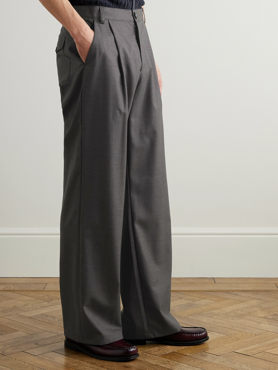 Oliver Spencer - Orsman Wide-Leg Pleated Woven Trousers - Gray