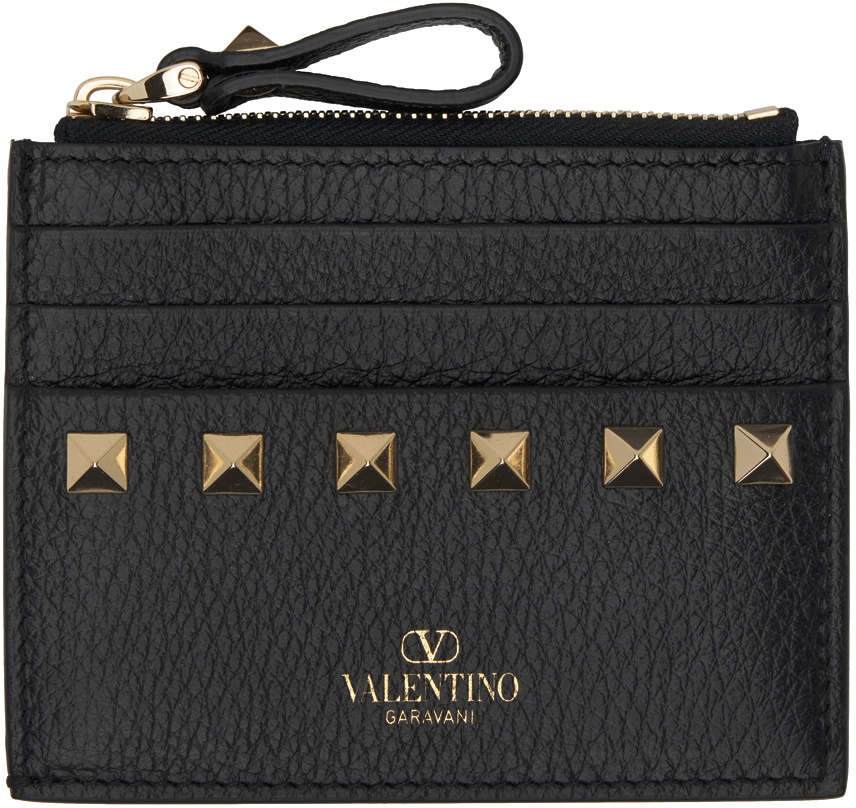 Valentino Garavani Rockstud Leather Zip Coin Purse/Card Holder