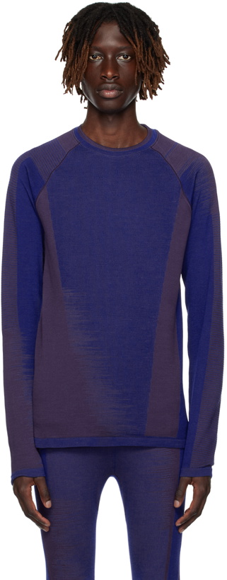 Photo: Y-3 Blue & Purple Seamless Long Sleeve T-Shirt