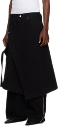 LU'U DAN Black Apron Denim Skirt