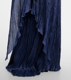 Marmar Halim Pleated caped corset gown