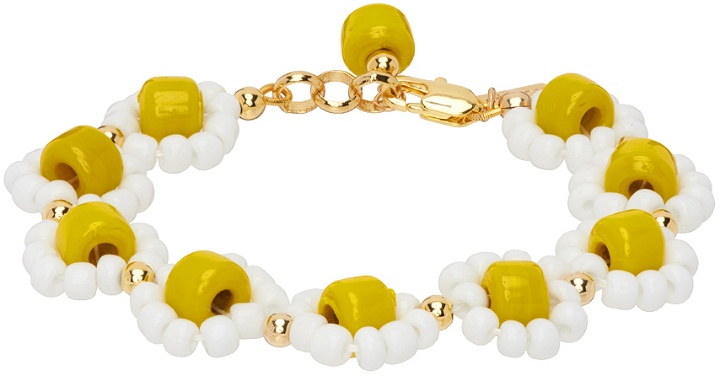 Photo: éliou SSENSE Exclusive White & Yellow Beaded Bracelet