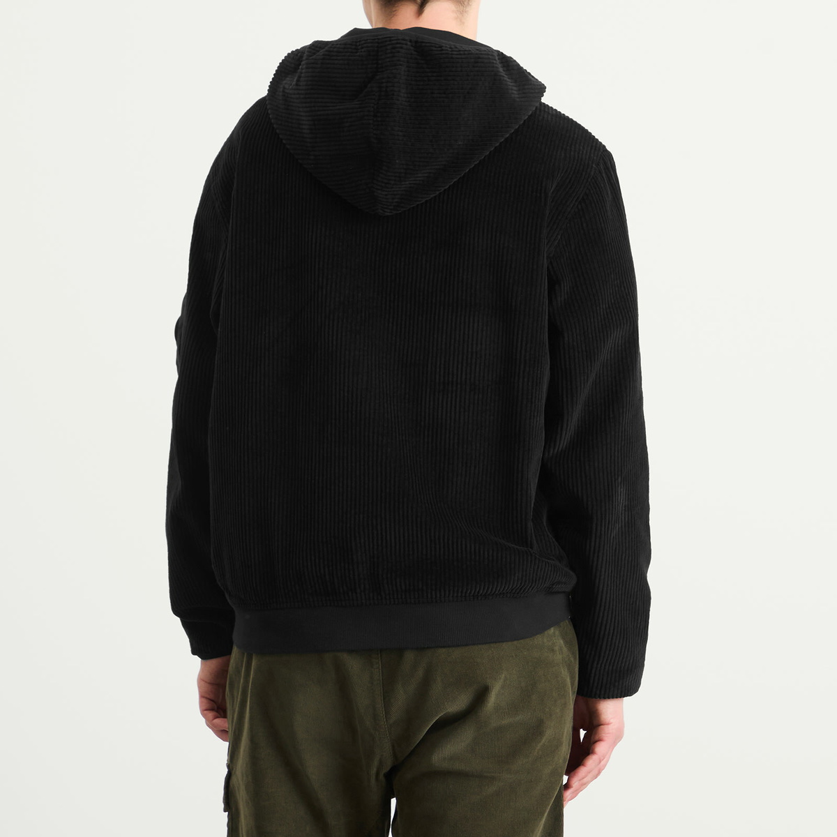 C.P. Company Men's Corduroy Lens Zip Hoodie in Black
