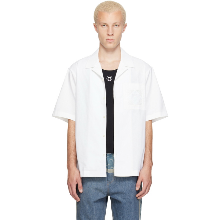 Photo: Marine Serre White Regenerated 'Household Linens' S/S Shirt