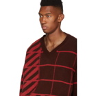Off-White Brown and Orange Diag Panel V-Neck Sweater