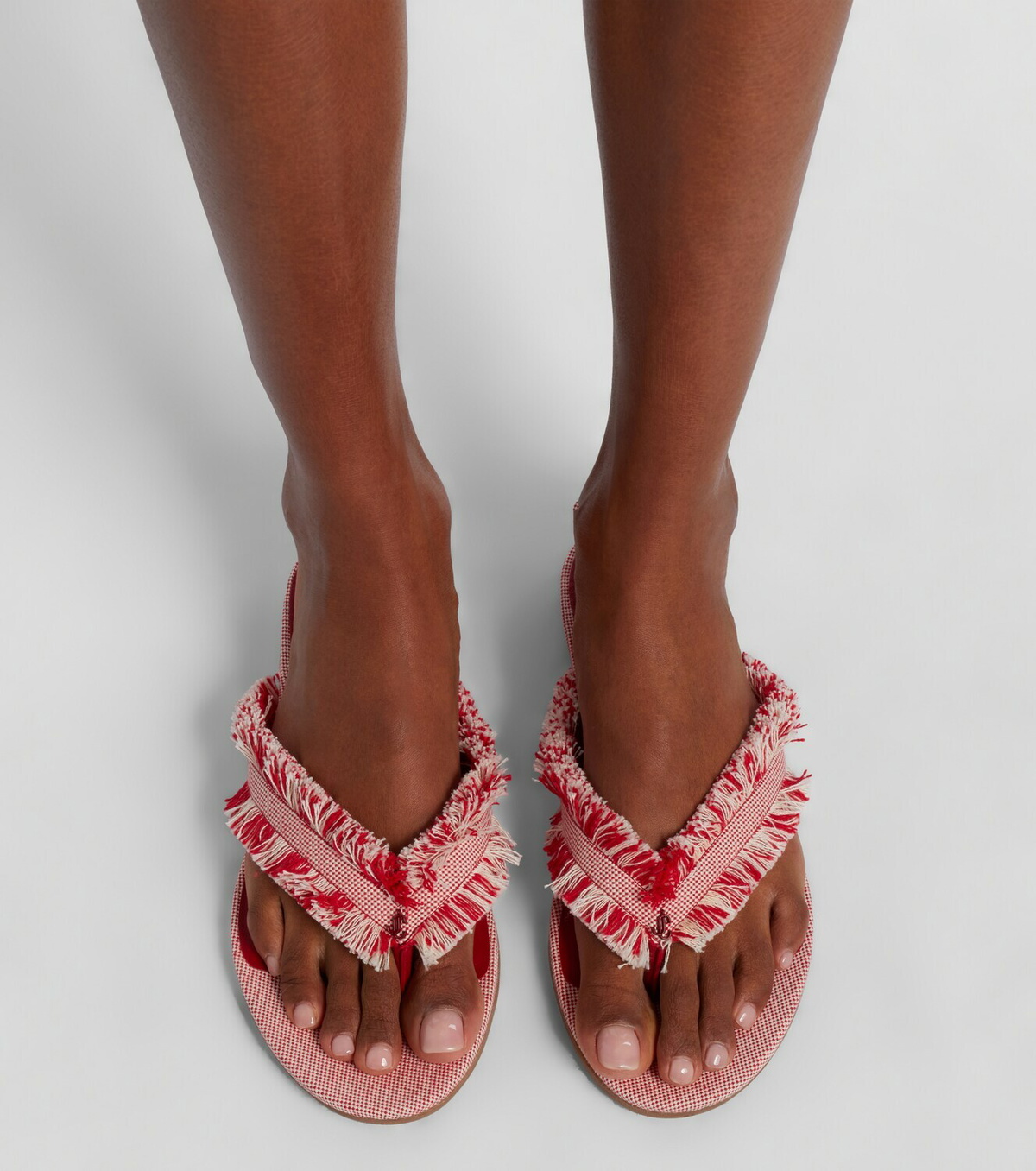 Jimmy Choo Bay fringed canvas thong sandals