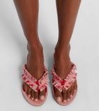 Jimmy Choo Bay fringed canvas thong sandals