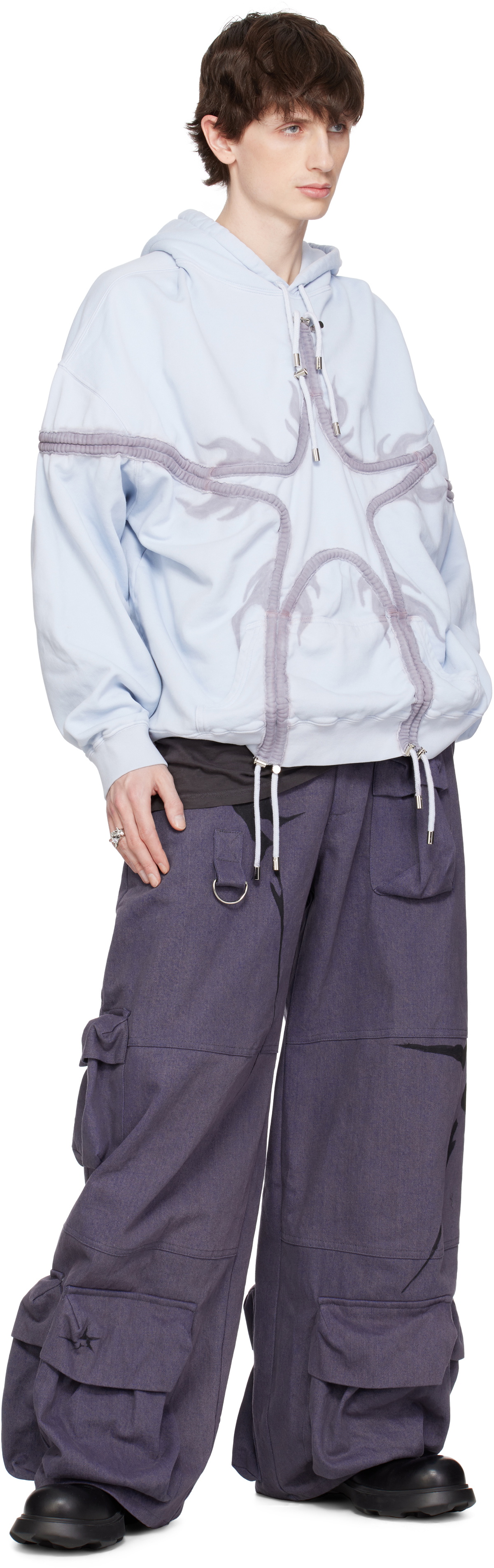 Collina Strada Navy Garden Denim Cargo Pants
