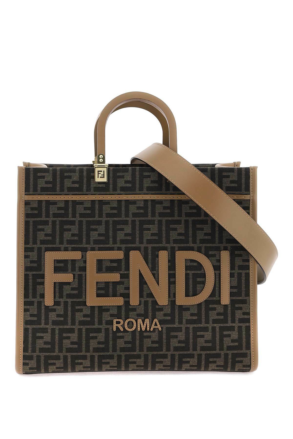 FENDI sunshine medium tote bag with jacquard ff pattern