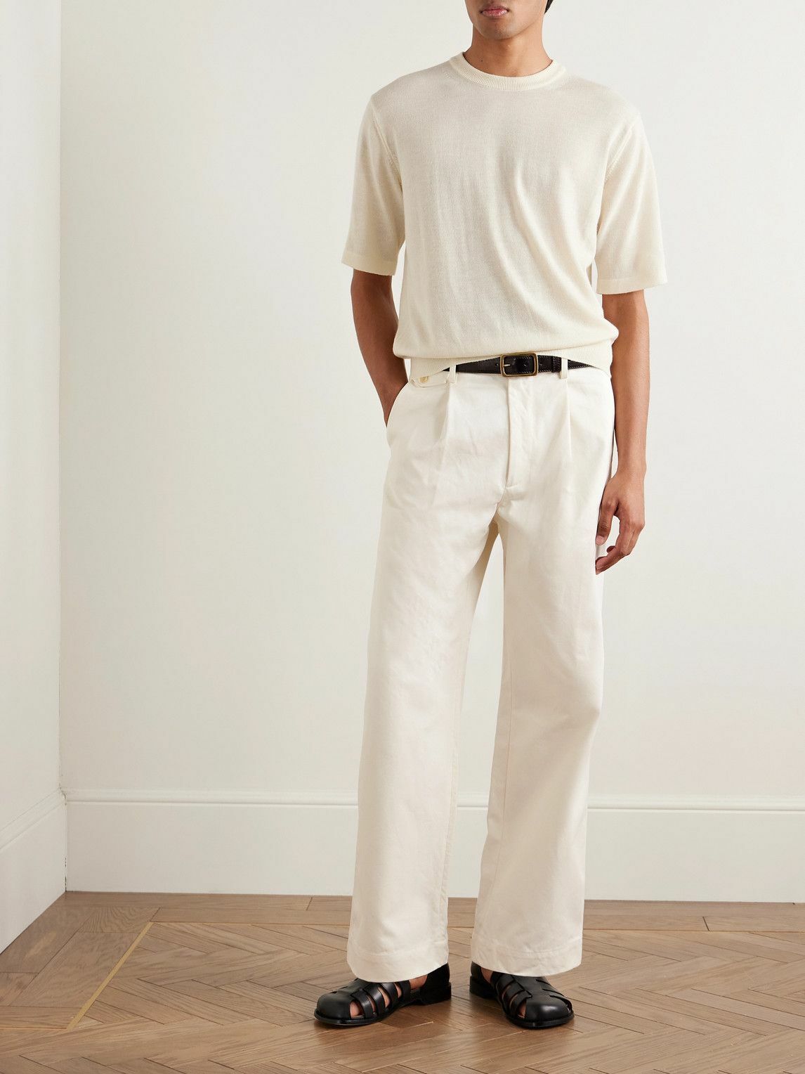 Auralee - Finx Straight-Leg Pleated Cotton-Twill Trousers