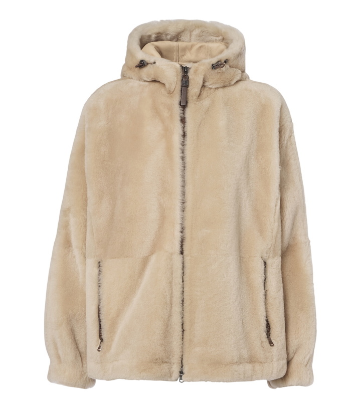 Photo: Brunello Cucinelli Monili hooded shearling jacket