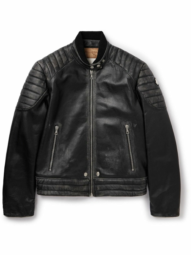 Photo: Moncler Genius - Palm Angels Full-Grain Leather Down Jacket - Black