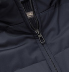 LORO PIANA - Cashmere-Trimmed Quilted Softshell Hooded Jacket - Blue