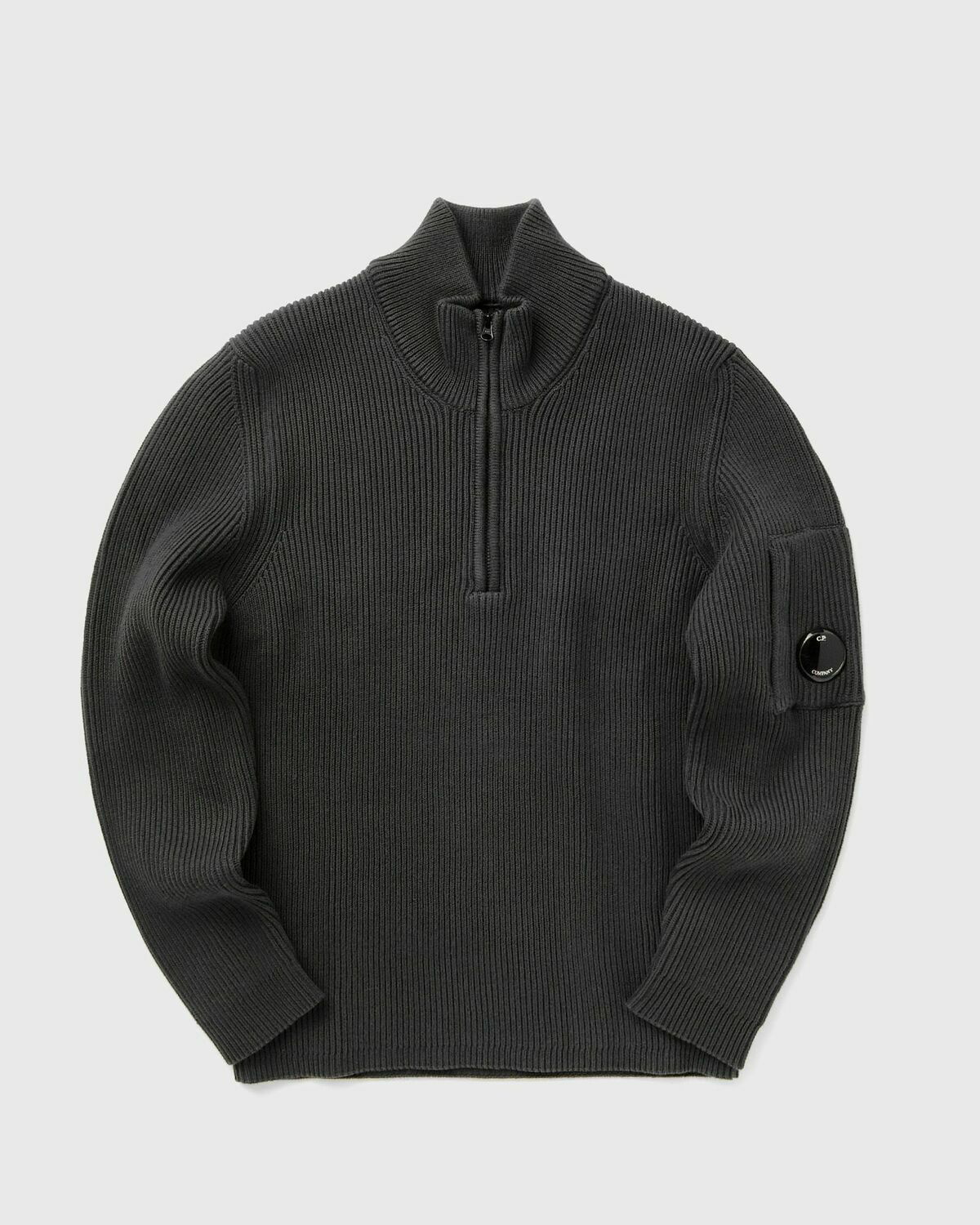 C.P. Company Full Rib Half Zipped Knit Black Pullovers C.P.