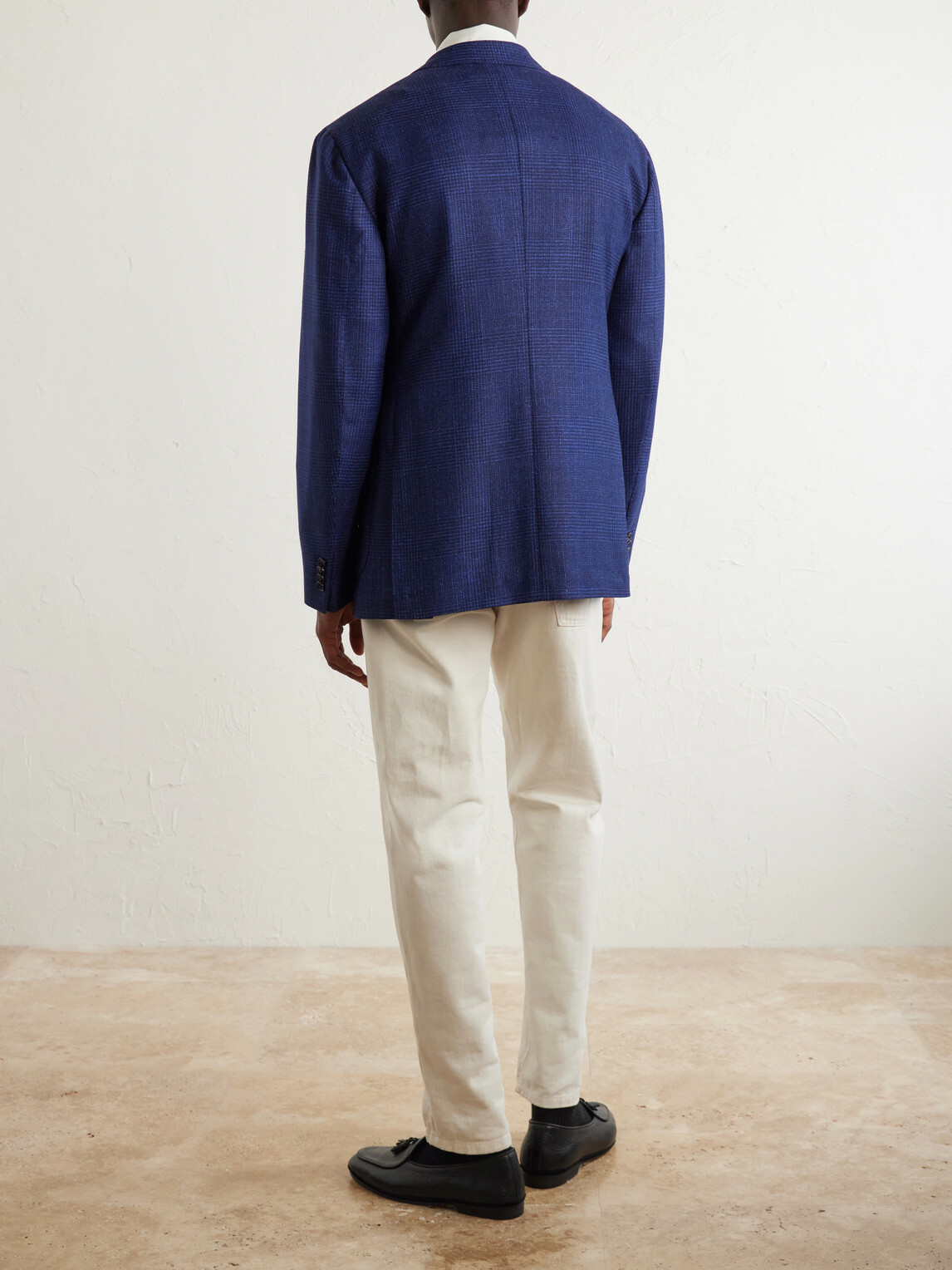 Dunhill - Checked Wool, Silk and Cashmere-Blend Blazer - Blue