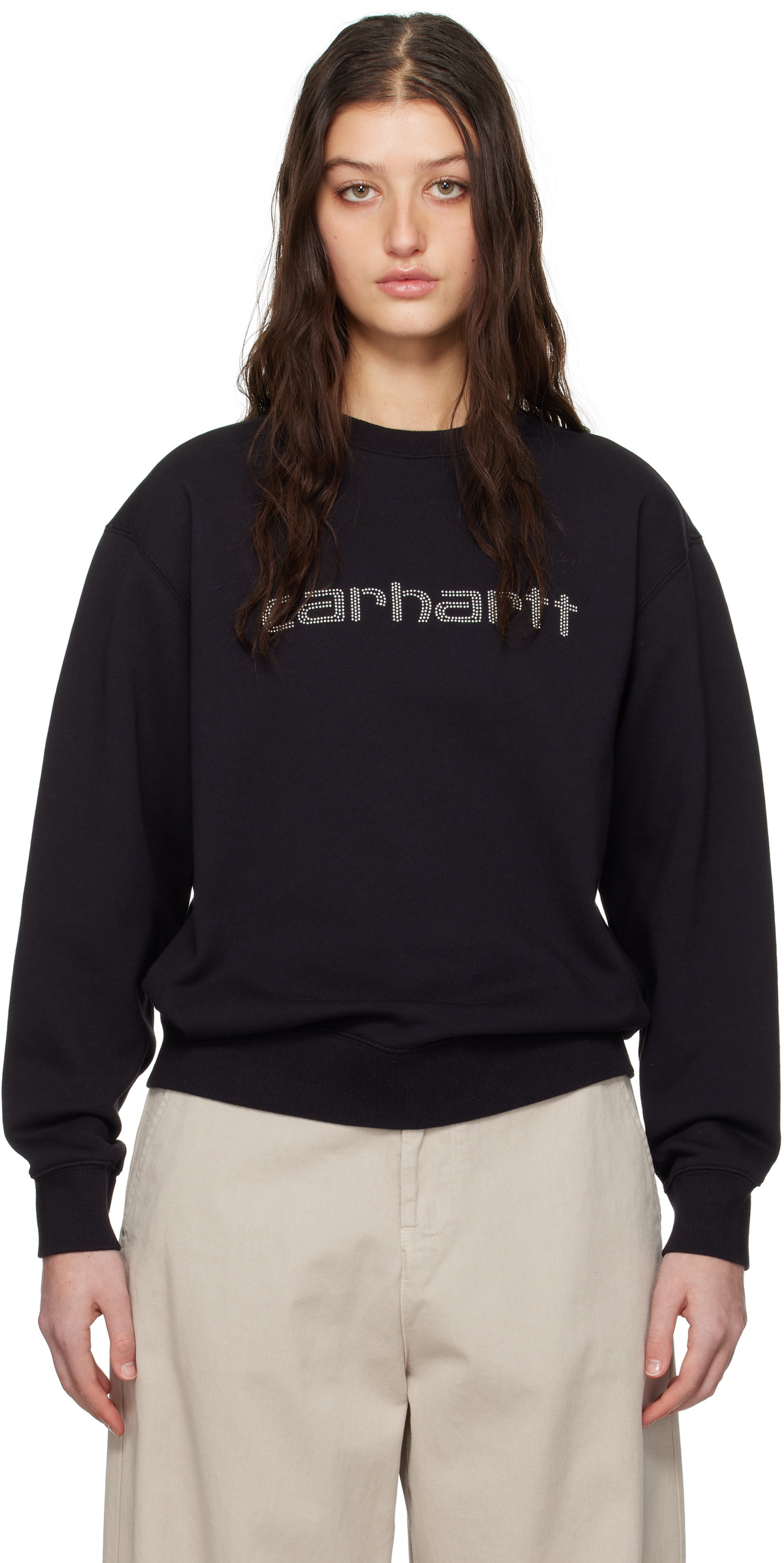 Black Rivet Script Sweatshirt by Carhartt Work In Progress