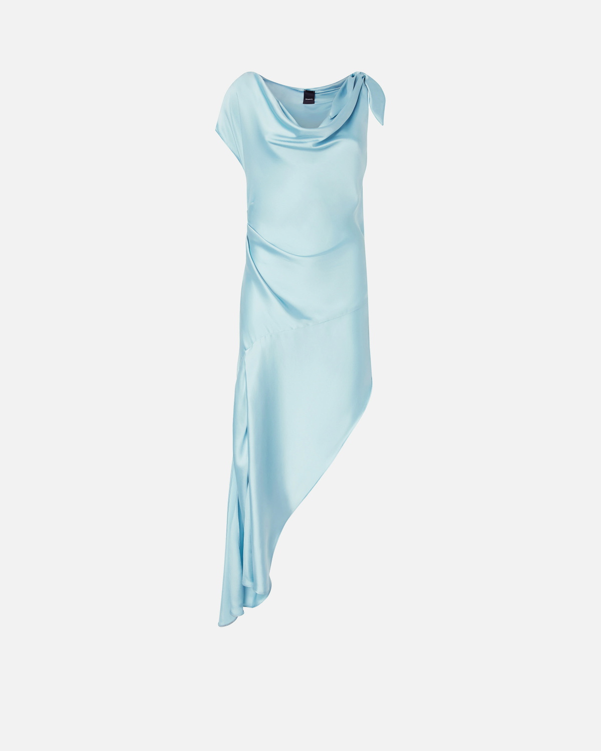 Pinko Asymmetric Special Occasion Midi Dress In Satin Crystal Blue