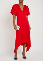 Stella Mccartney Envers V-neck Satin Midi Dress Red