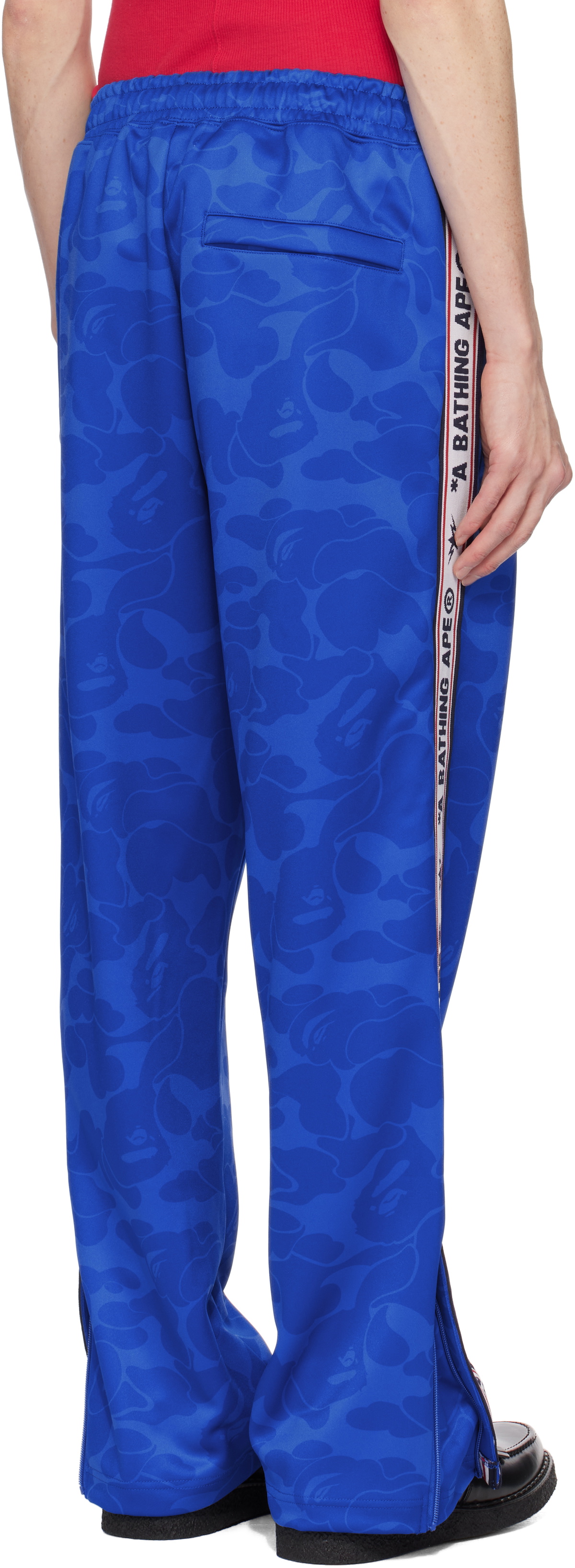 BAPE Blue Solid Camo One Point Relaxed Fit Sweatpants