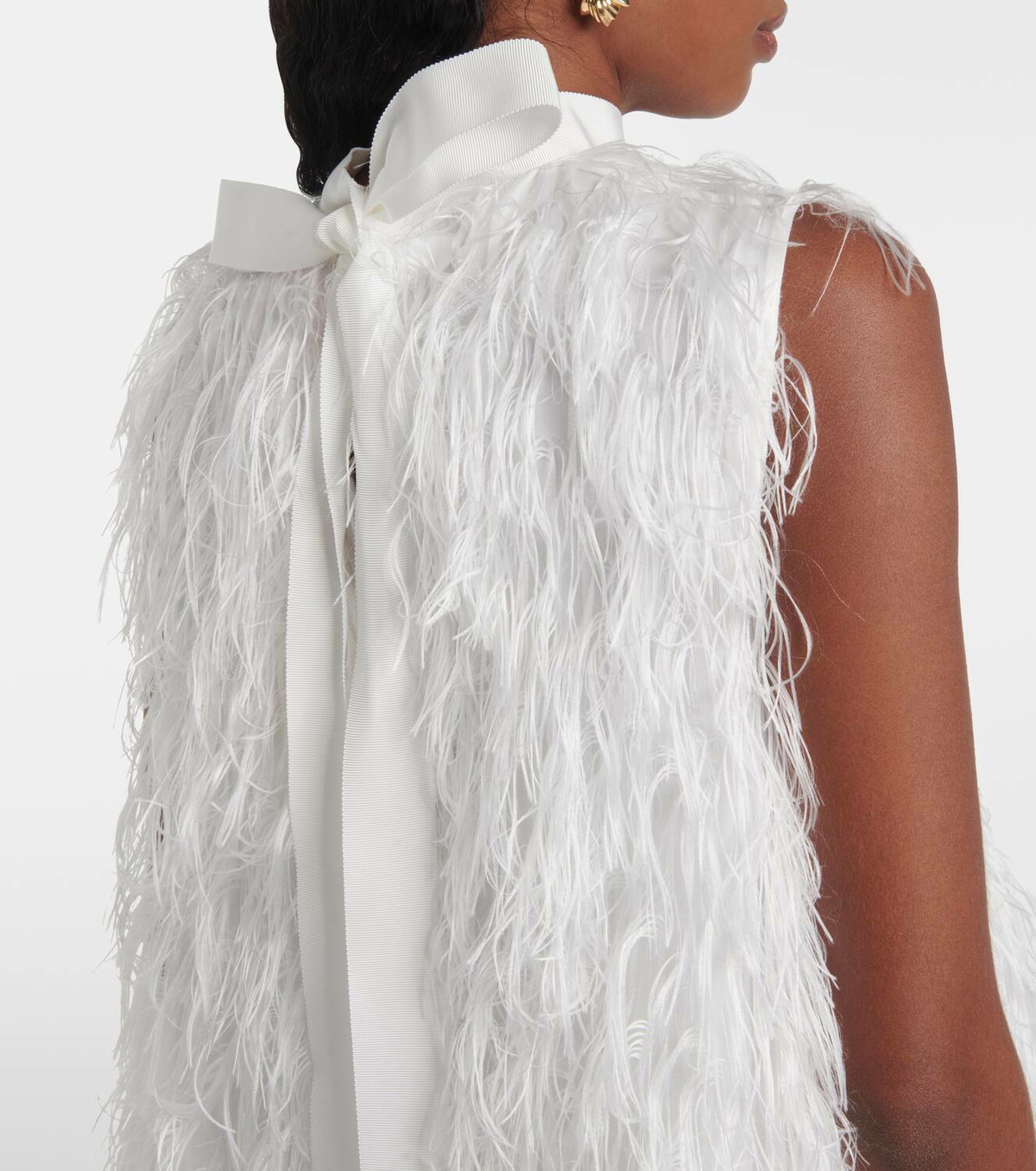 Roksanda Bridal Odette faux feather-trimmed silk minidress