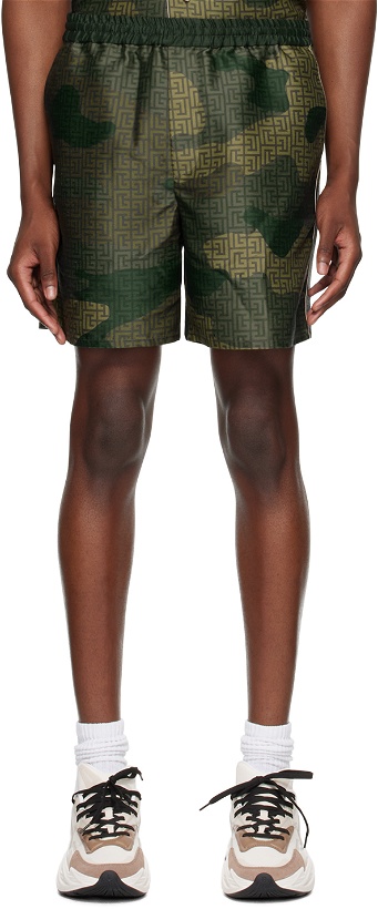 Photo: Balmain Khaki Camouflage Shorts