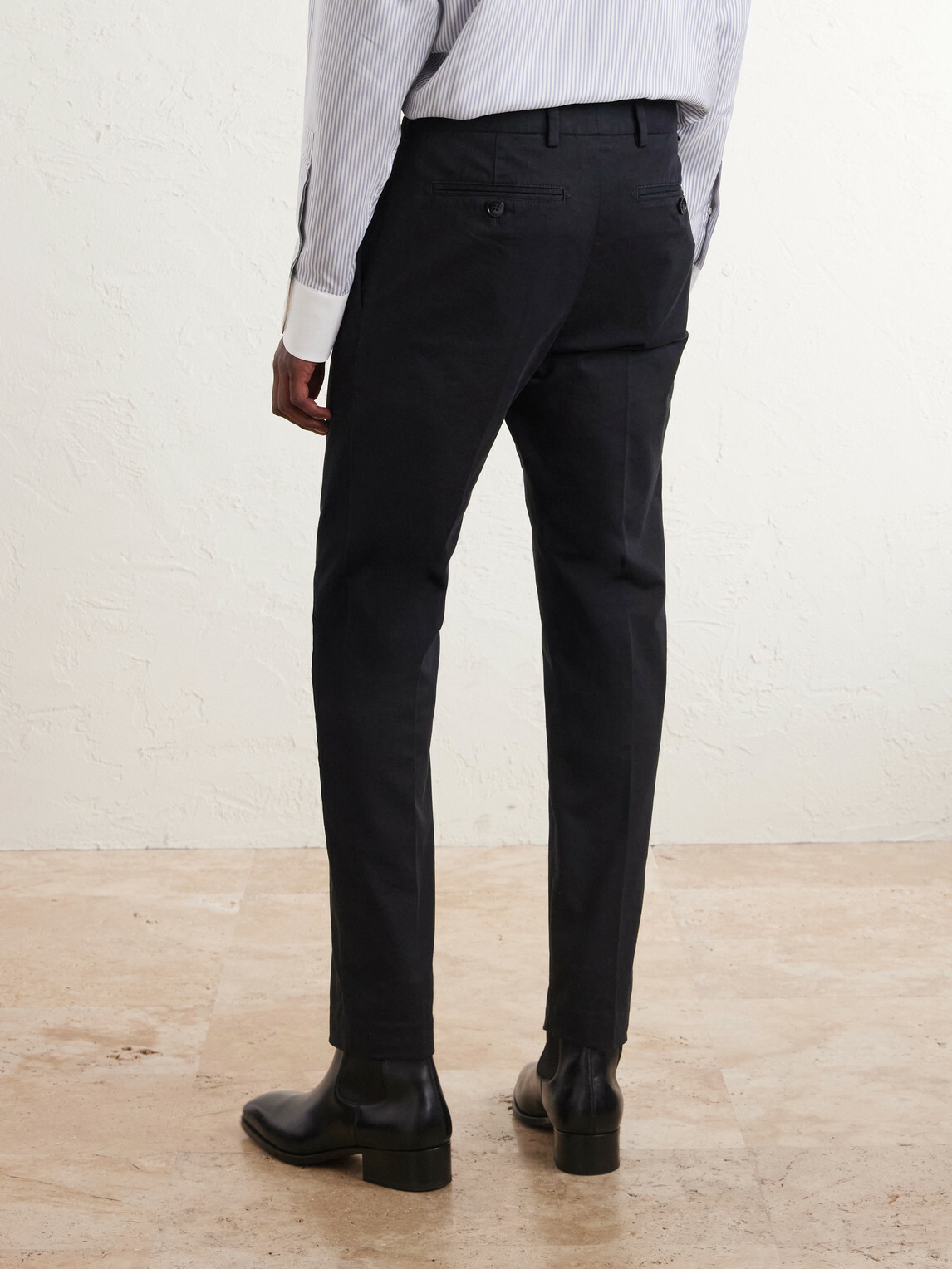 TOM FORD - Tapered Cotton-Blend Twill Trousers - Black