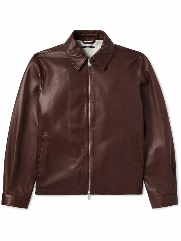 Photo: Dunhill - Suede-Trimmed Leather Jacket - Brown
