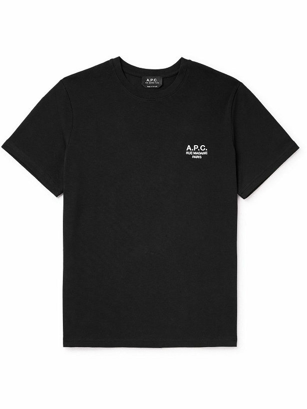 Photo: A.P.C. - Raymond Logo-Embroidered Cotton-Jersey T-Shirt - Black