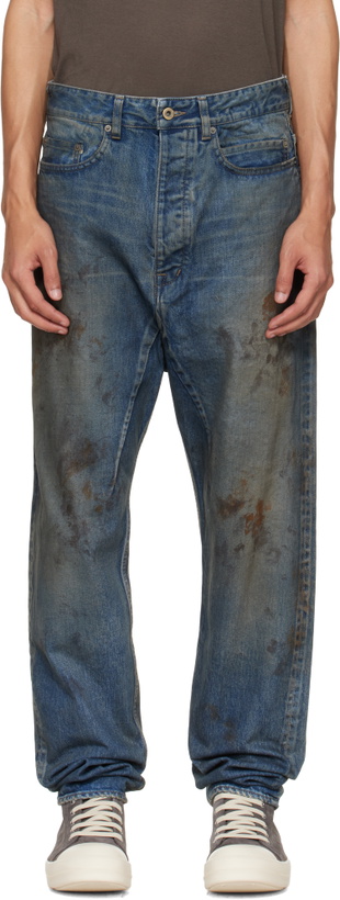 Photo: Rick Owens DRKSHDW Blue Temple Collapse Long Jeans