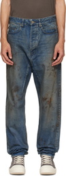 Rick Owens DRKSHDW Blue Temple Collapse Long Jeans