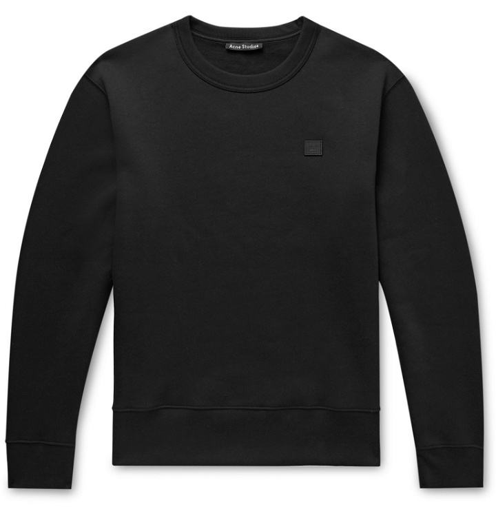 Photo: Acne Studios - Fairview Logo-Appliquéd Fleece-Back Cotton-Jersey Sweatshirt - Black