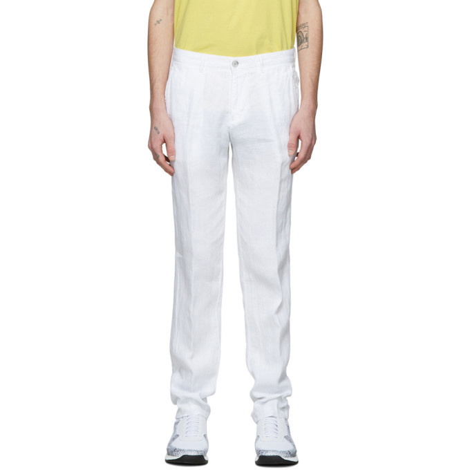 Photo: Boss White Linen Crigan3-D Trousers