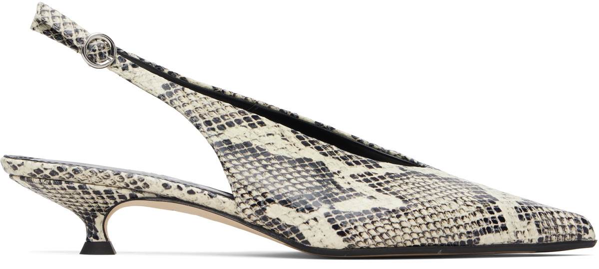 Aeyde Off-White & Black Camila Heels