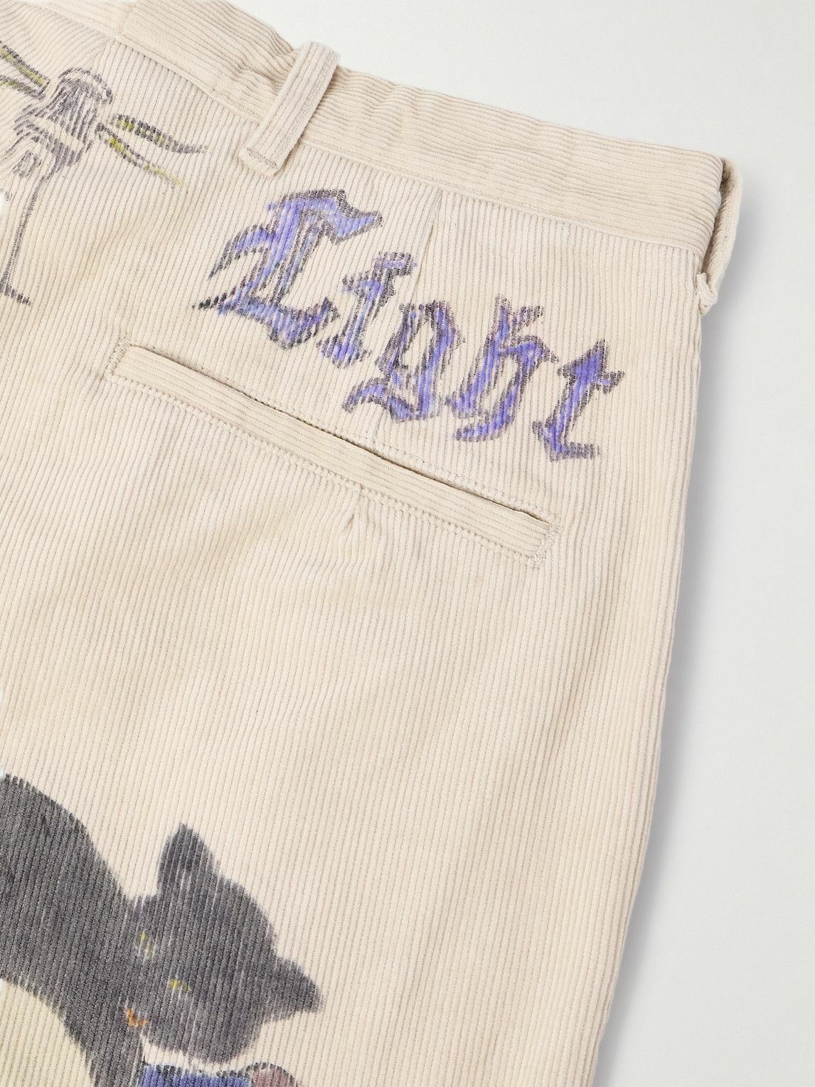 KAPITAL - Memorial Paint Straight-Leg Printed Cotton-Corduroy Shorts - Neutrals
